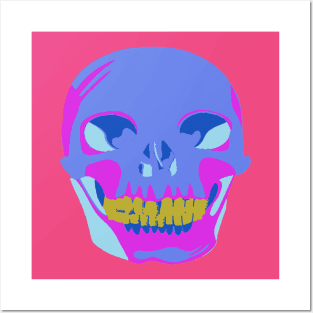 Bright Statement Making Eighties Colored Halloween Skull Posters and Art